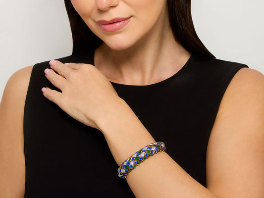 David Webb 'Harlequin' Enamel and Diamond Bracelet in 18K Gold