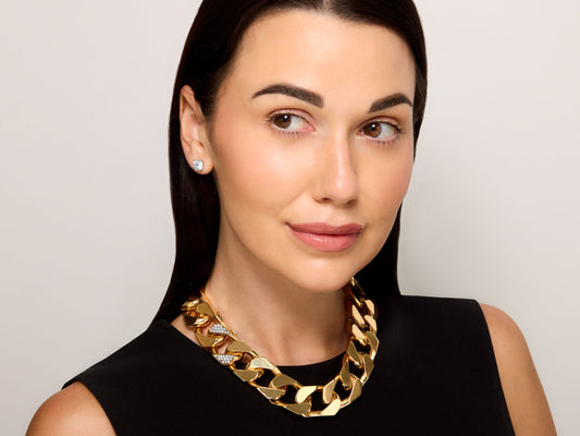 Large Link Diamond Convertible Necklace in 18K Gold