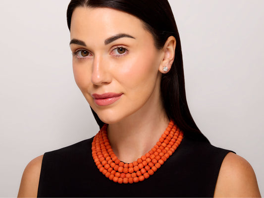 Antique Georgian Pineapple Cut Coral Necklace with 12K Gold Clasp