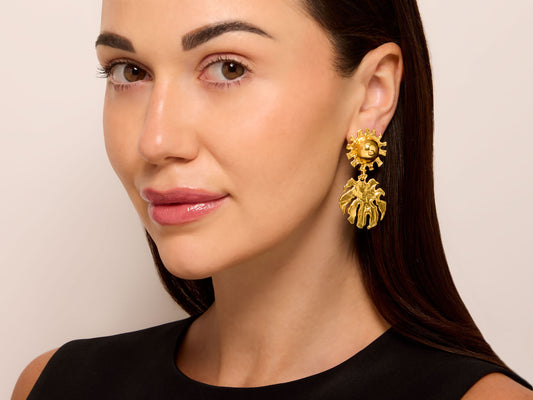 Jean Mahie Drops with Unsigned Domed Earrings in 22K Gold