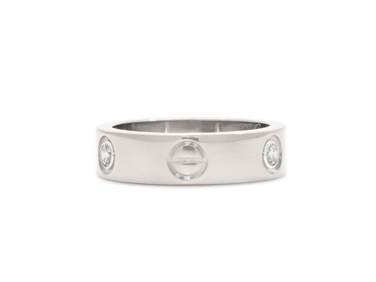 Cartier 'Love' 3 Diamond Ring, Classic Model, in 18K White Gold