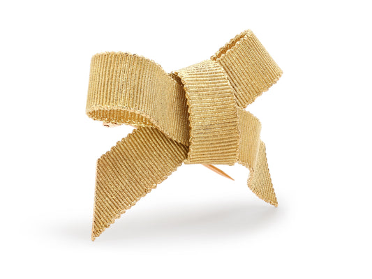 Mid-Century Bulgari Bow Brooch in 18K Gold