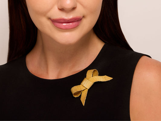 Mid-Century Bulgari Bow Brooch in 18K Gold