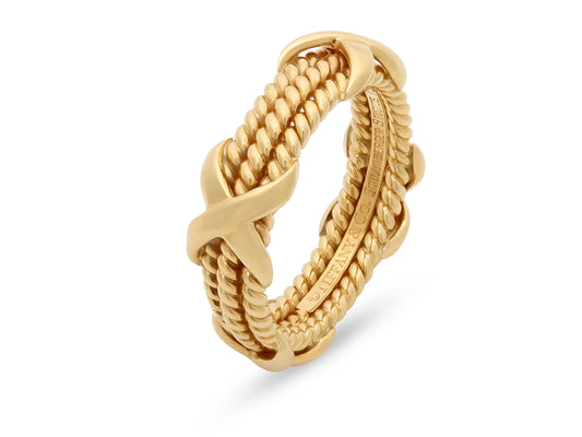Tiffany & Co. Schlumberger 'Rope' Three-Row X' Ring in 18K Gold