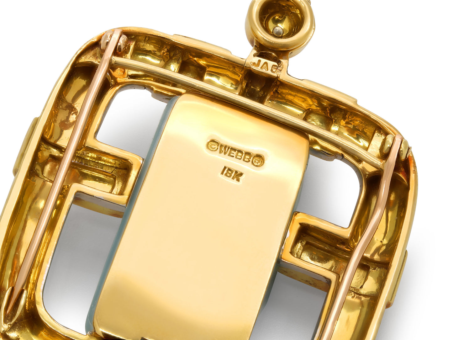 David Webb Carved Aquamarine Pendant/Brooch in 18K Gold