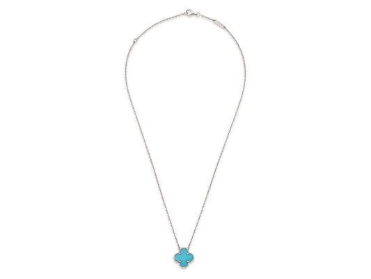 Van Cleef & Arpels 'Vintage Alhambra' Turquoise Pendant in 18K White Gold