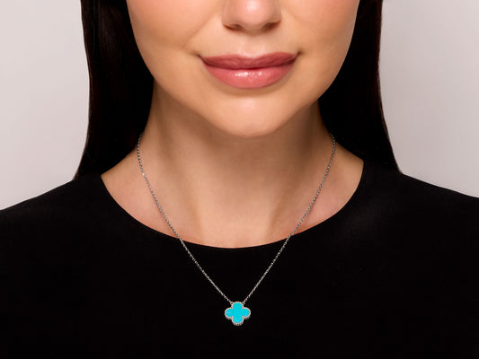 Van Cleef & Arpels 'Vintage Alhambra' Turquoise Pendant in 18K White Gold
