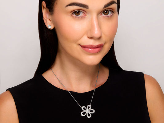Van Cleef & Arpels 'Flowerlace' Diamond Pendant Necklace in 18k White Gold