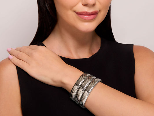 Tallarico by Weingrill Three Row Tubogas Bracelet in 18K White Gold