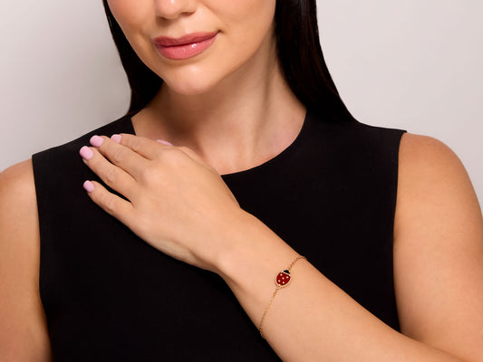 Van Cleef & Arpels 'Lucky Spring' Closed Wings Ladybug Bracelet in 18K Rose Gold
