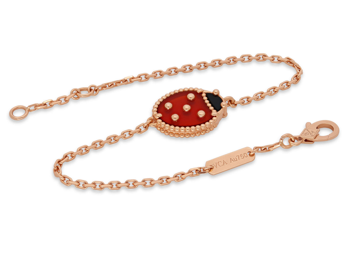 Van Cleef & Arpels 'Lucky Spring' Closed Wings Ladybug Bracelet in 18K Rose Gold