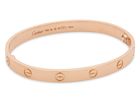 Cartier 'Love' Bracelet in 18K Rose Gold, Classic Model, Size 18