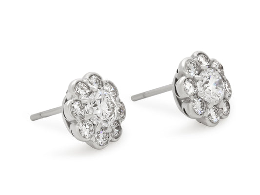 Beladora 'Bespoke' Diamond Cluster Earrings in 18K White Gold