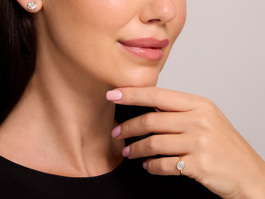 Beladora 'Bespoke' Oval Diamond Pinky Ring, 0.74 carat D/SI2, in 18K Gold