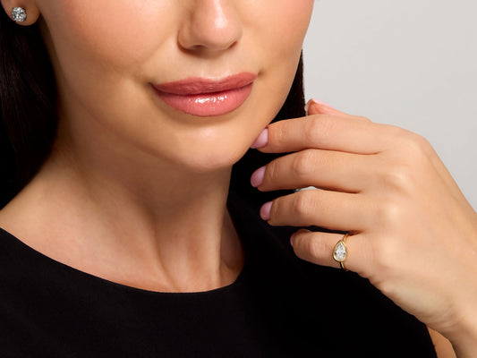 Beladora 'Bespoke' Pear Shape Diamond Pinky Ring, 0.97 carat G/SI2, in 18K Gold