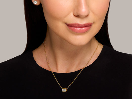 Beladora 'Bespoke' Emerald Cut Diamond Pendant Necklace, 1.33 carat G/VS1, in 18K Gold