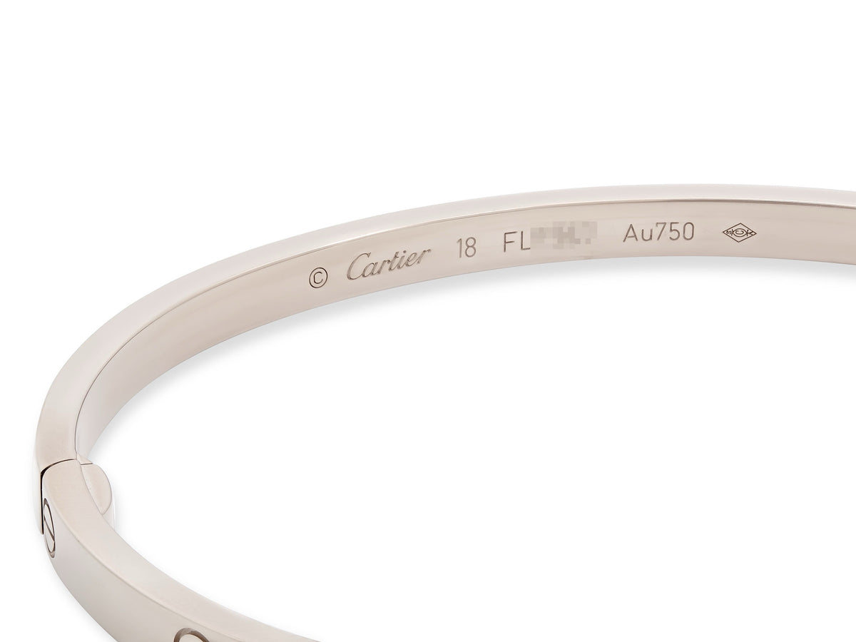 Cartier 'Love' Bracelet in 18K White Gold, Small Model, Size 18