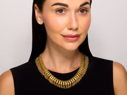 Mid-Century Etruscan-style Fringe Necklace in 18K Gold