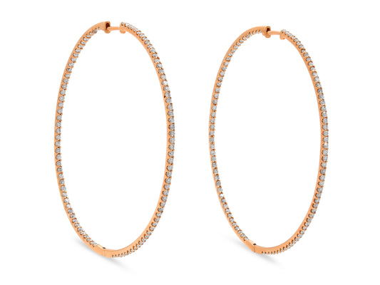 Diamond Hoop Earrings in 18K Rose Gold