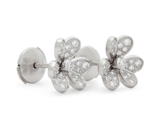 Van Cleef & Arpels 'Frivole' Diamond Earrings, Mini Model, in 18K White Gold