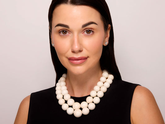 Pair of Nesting White Coral Bead Necklaces