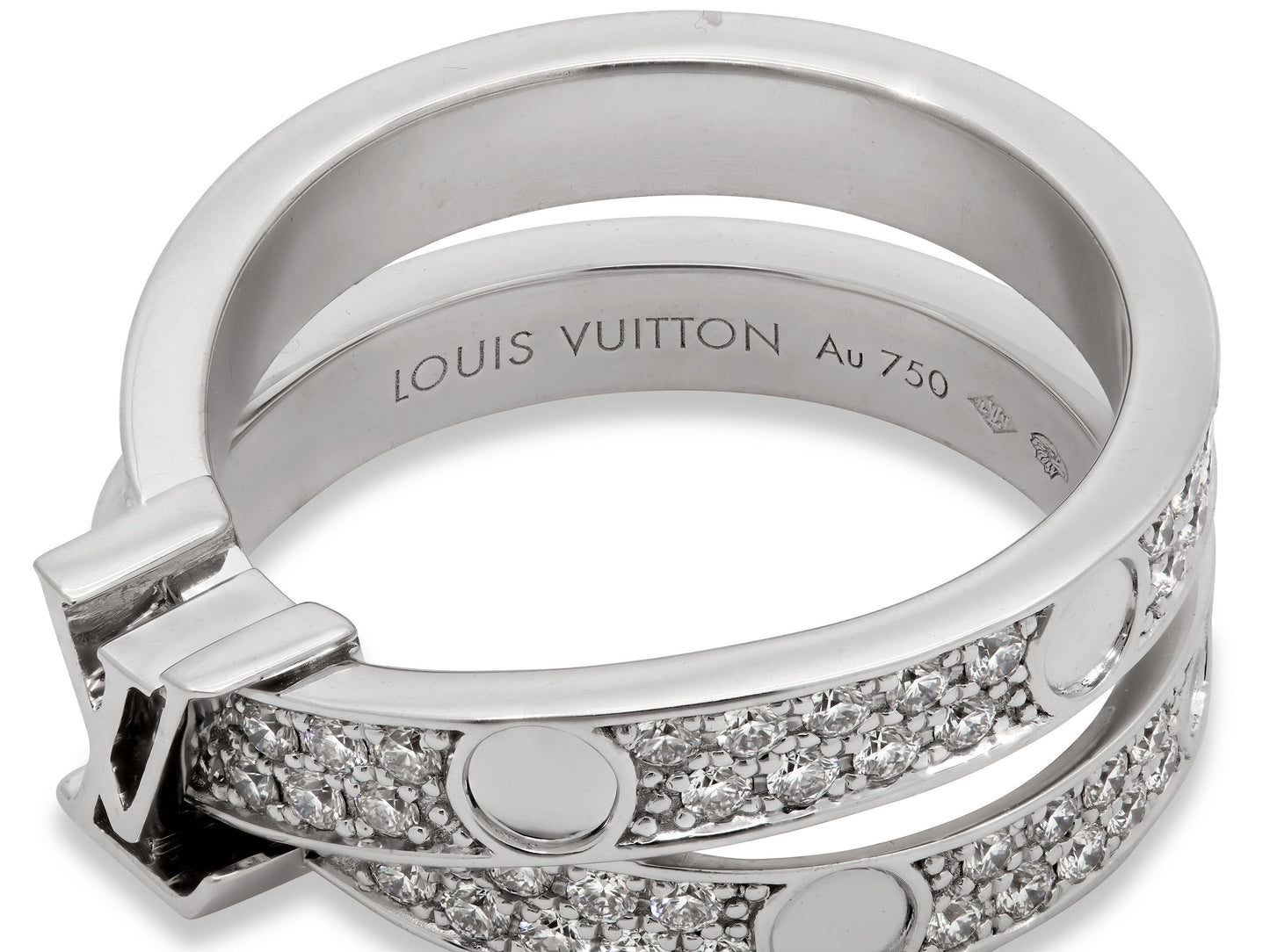 Louis Vuitton 'Empreinte' Double Diamond Ring in 18K White Gold