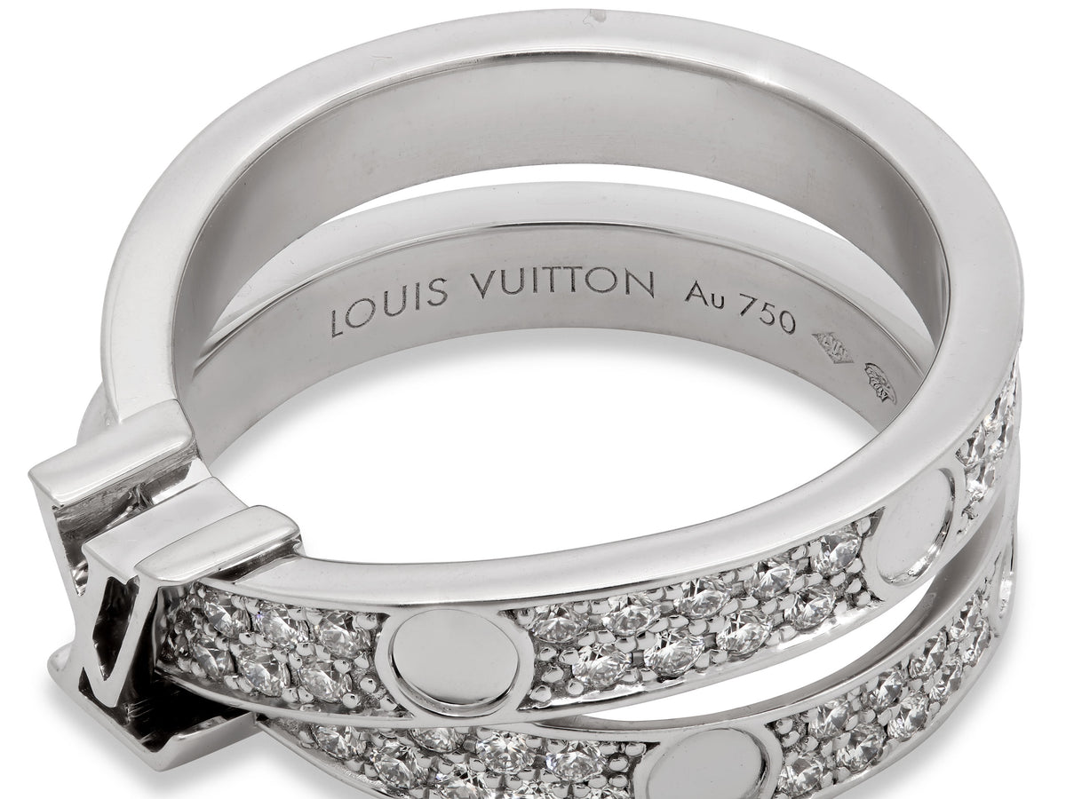 Louis Vuitton 'Empreinte' Double Diamond Ring in 18K White Gold