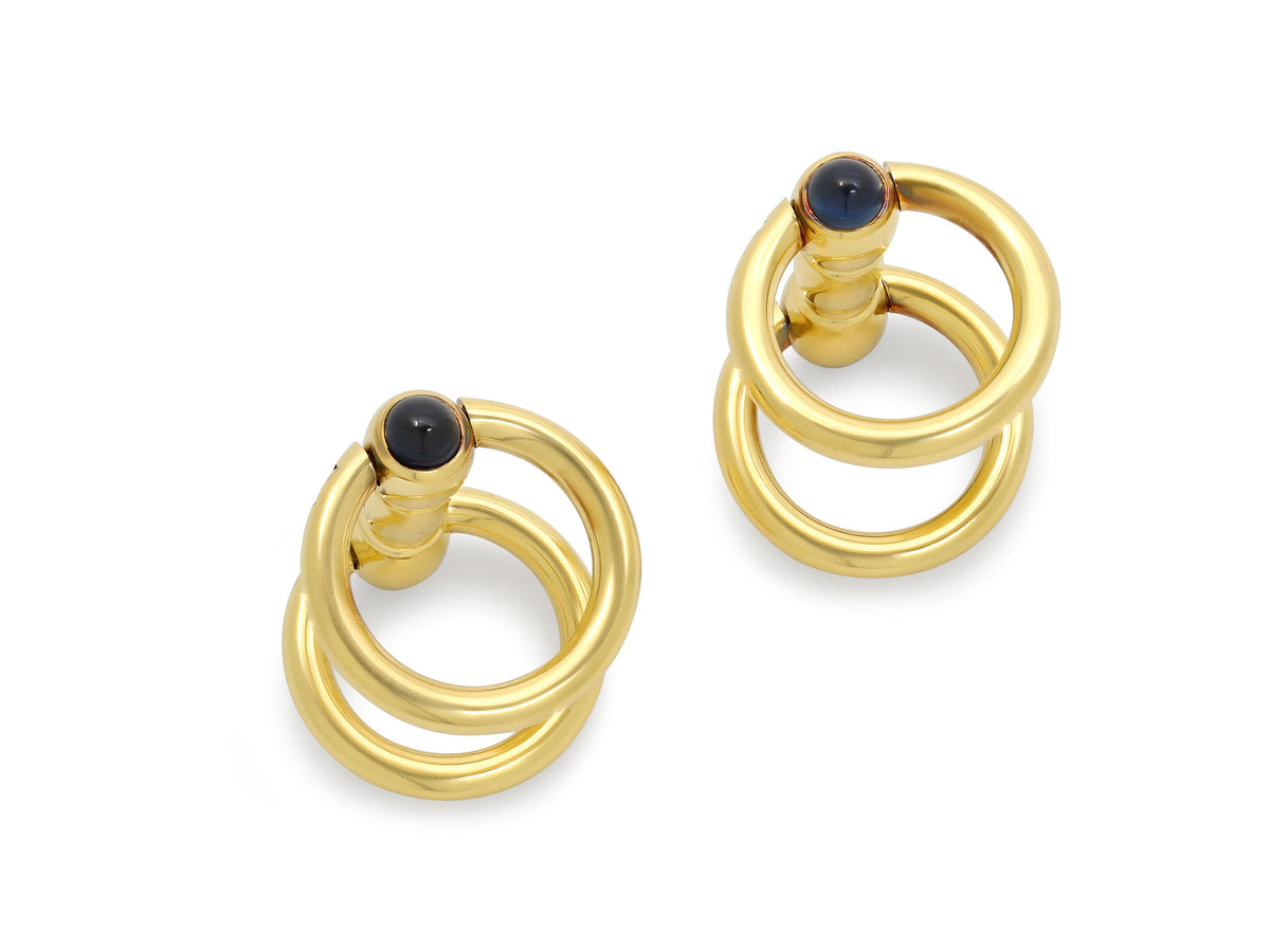 Mid-Century Sapphire Cufflinks in 14K Gold