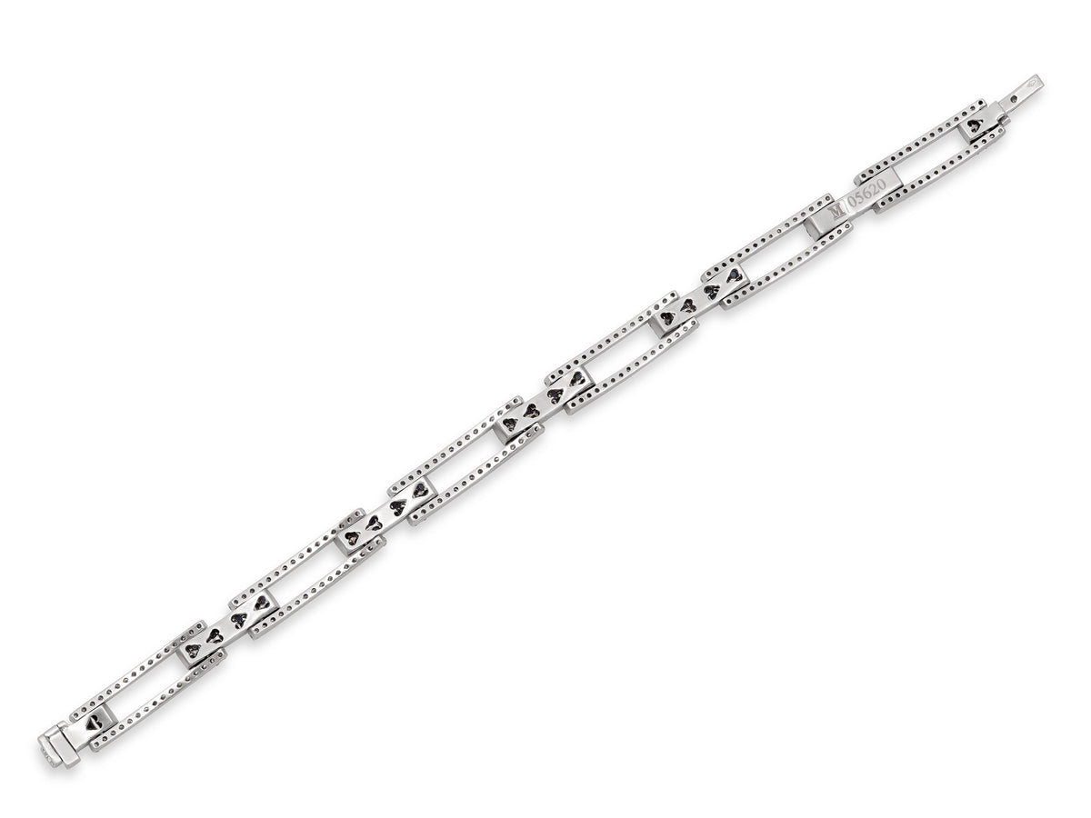 Diamond and Sapphire Link Bracelet in 18K White Gold