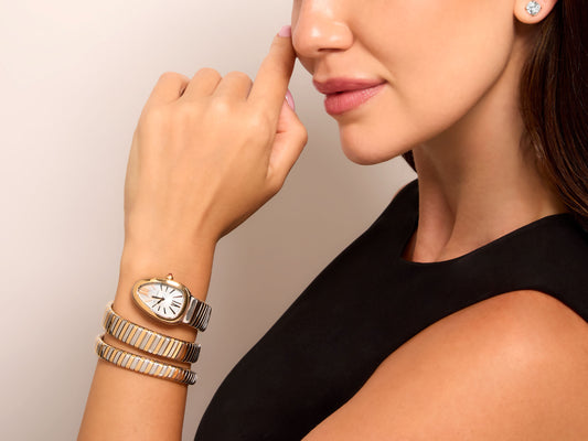 Bulgari 'Serpenti' Tubogas Watch in Steel and 18K Rose Gold
