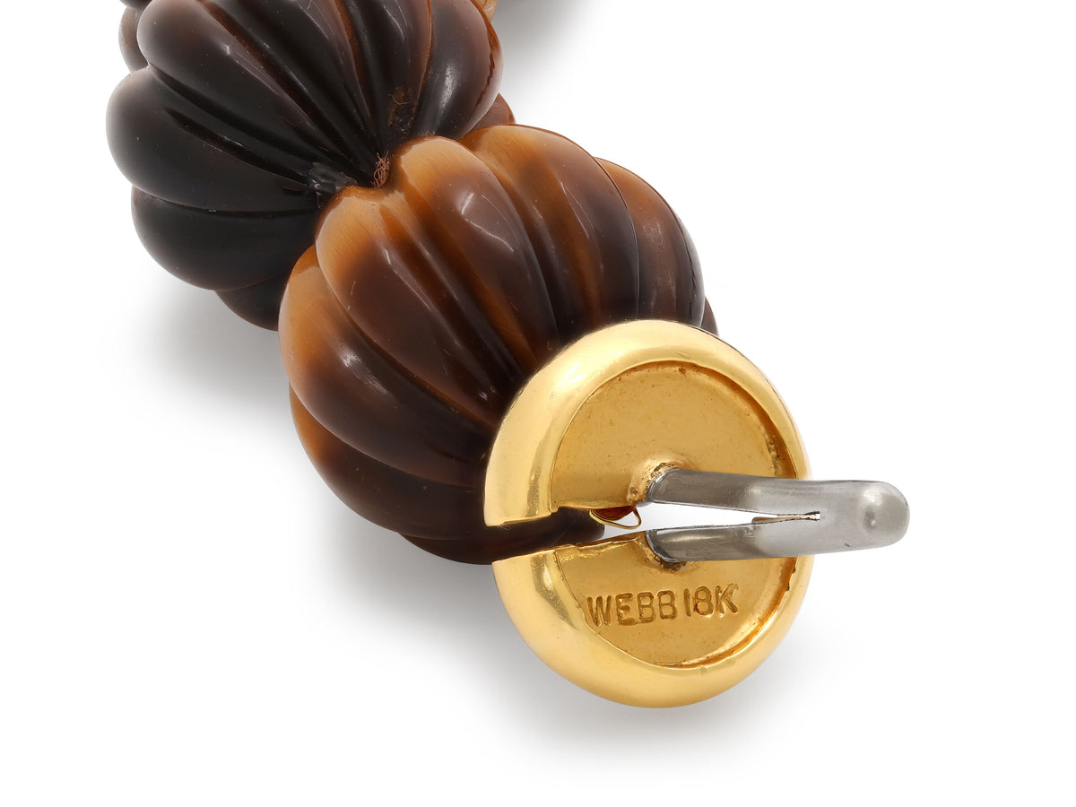 David Webb Tiger's Eye Bead Necklace in 18K Gold