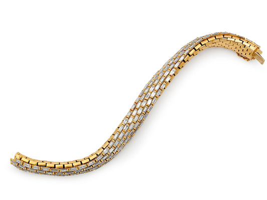 Baguette Diamond Brick Link Bracelet in 18K Gold