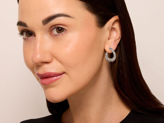 Baguette Diamond Hoop Earrings in 18K White Gold