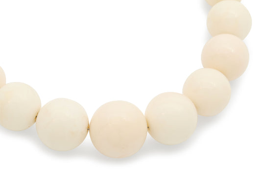 White Coral Bead Necklace, 16.5 Inches
