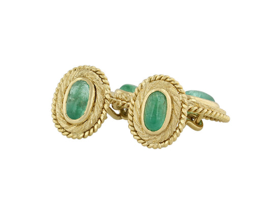 Mid-Century Emerald Cufflinks in 18K Gold