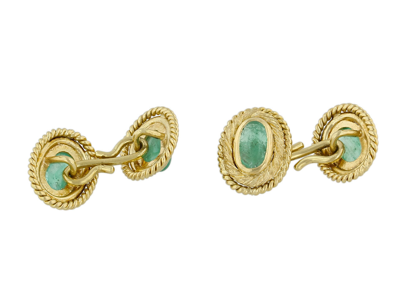 Mid-Century Emerald Cufflinks in 18K Gold