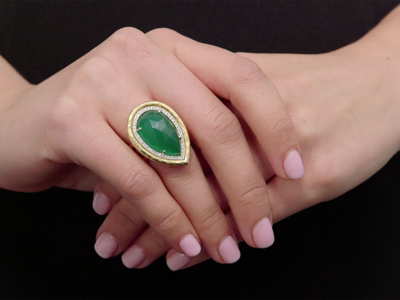 Pamela Froman 'Empress' Green Onyx and Diamond Ring in 18K
