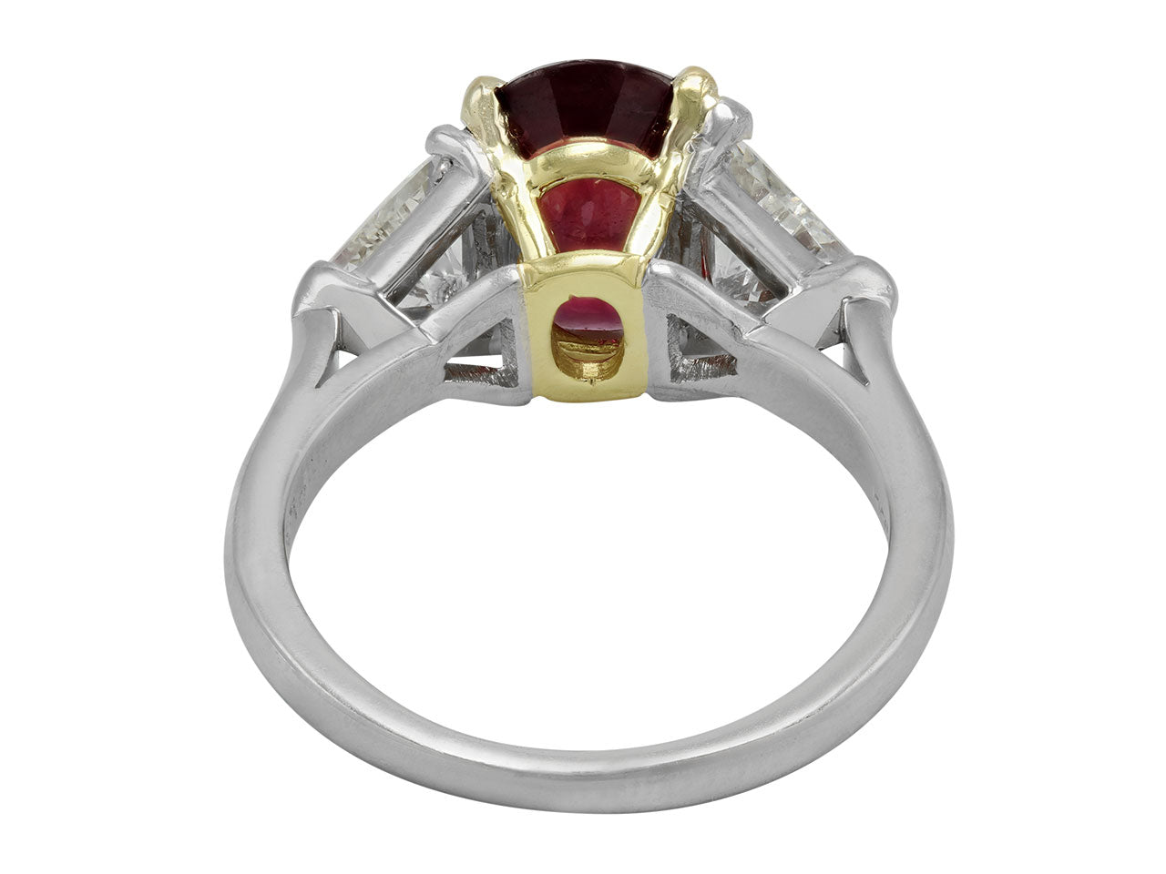 Thai Ruby, 3.49 Carat, and Diamond Ring in 18K and Platinum