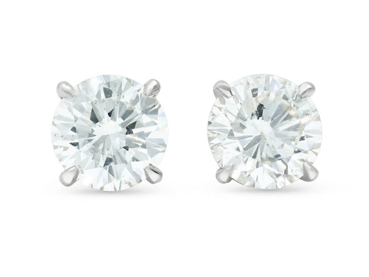 Diamond Stud Earrings, 3.03 total carats, H-I color, in Platinum