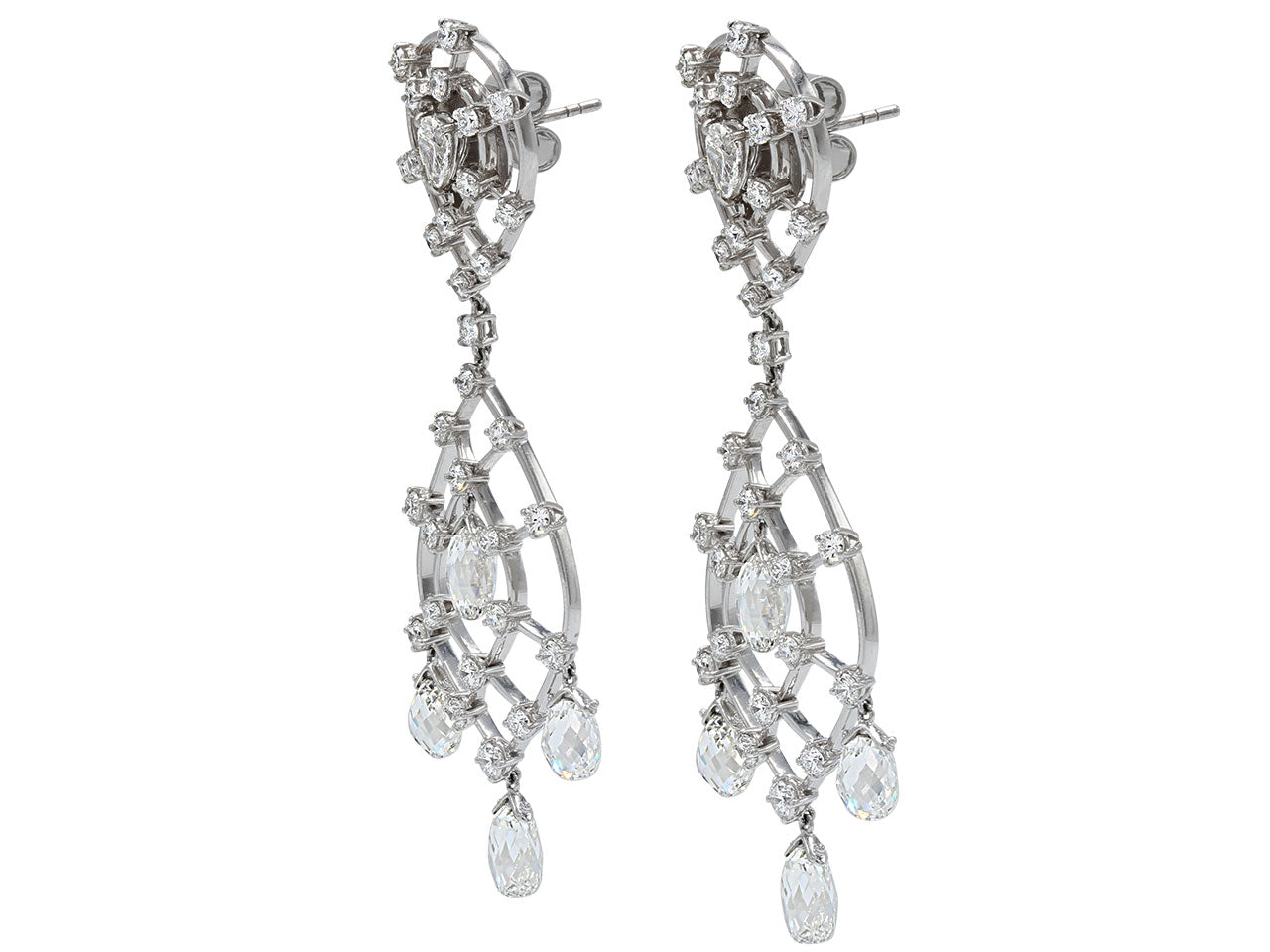 Diamond Briolette Chandelier Earrings in Platinum