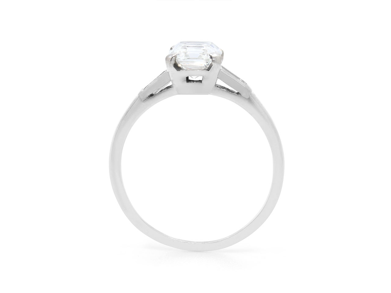 Art Deco Emerald Cut Diamond Ring, 1.32 carat H/VS2, in Platinum