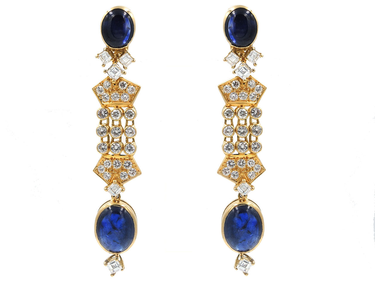 Sapphire and Diamond Necklace and Earrings in 18K