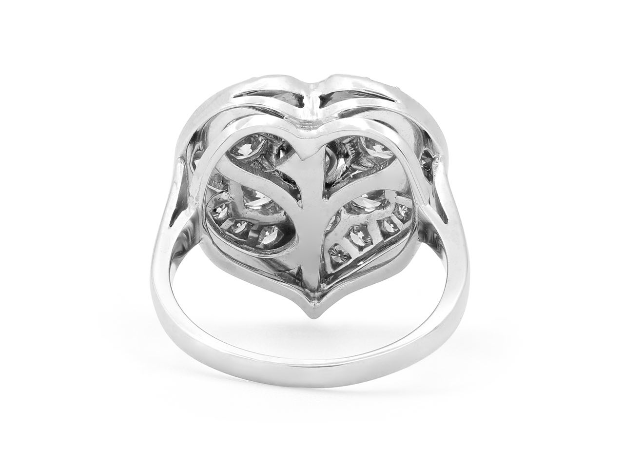 Mid-Century Diamond Heart Ring in Platinum