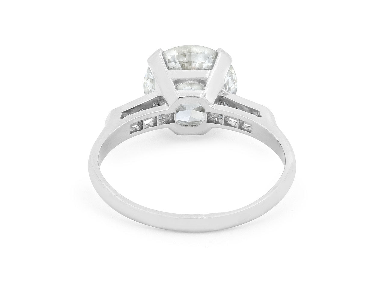 Art Deco Old Circular Brilliant Cut Diamond Ring, 3.22 carat, M/VS1, in Platinum