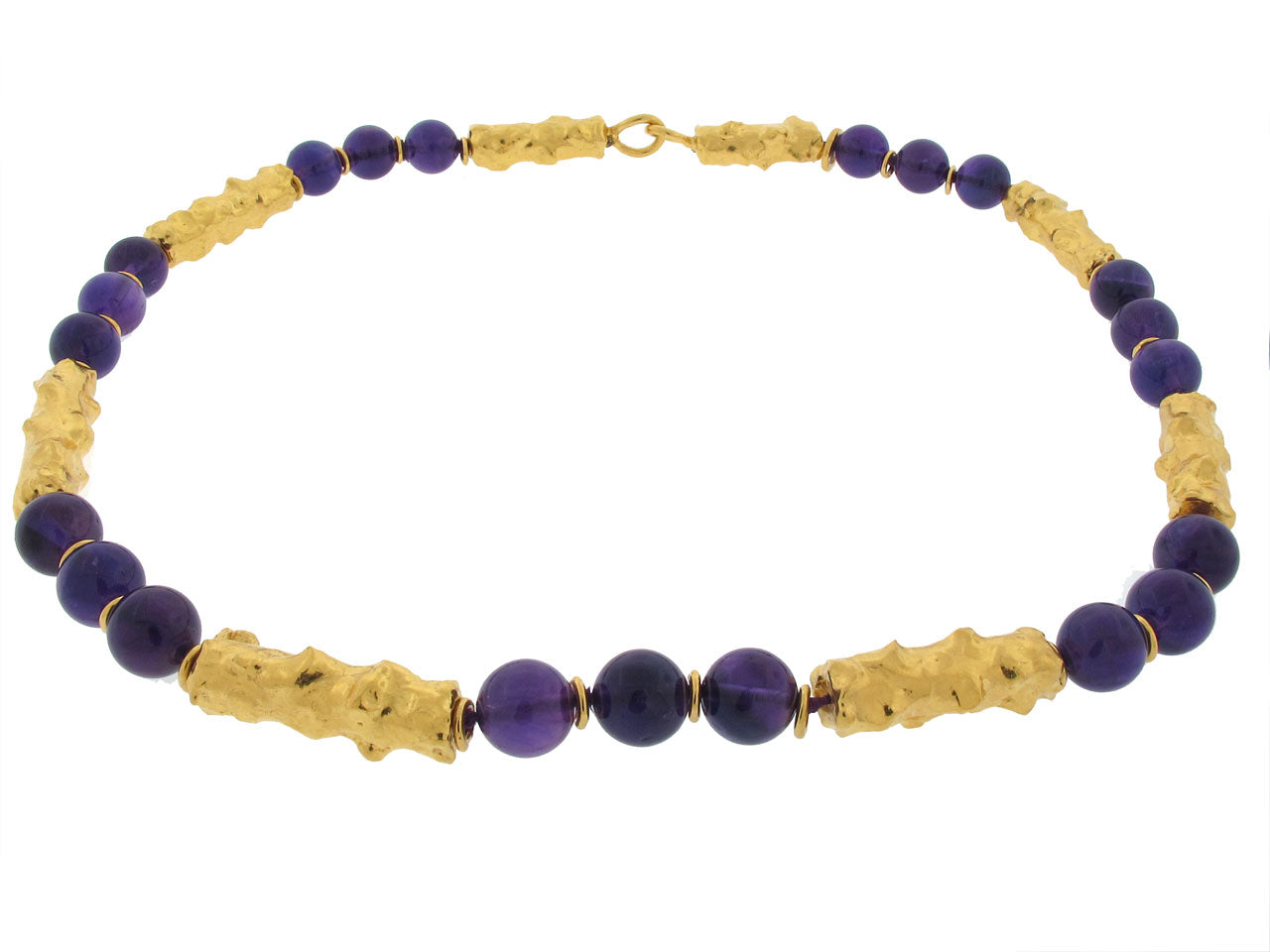Jean Mahie Amethyst Bead Necklace in 22K Gold