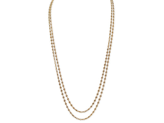 Antique Victorian Long Gold Chain, 57.5 Inches, in 14K