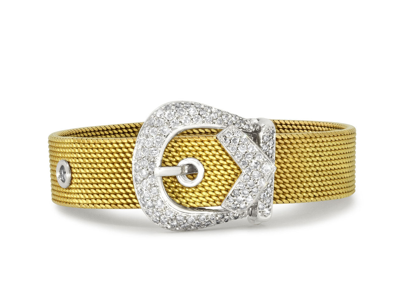 Diamond Buckle Bracelet in 18K Yellow and White Gold