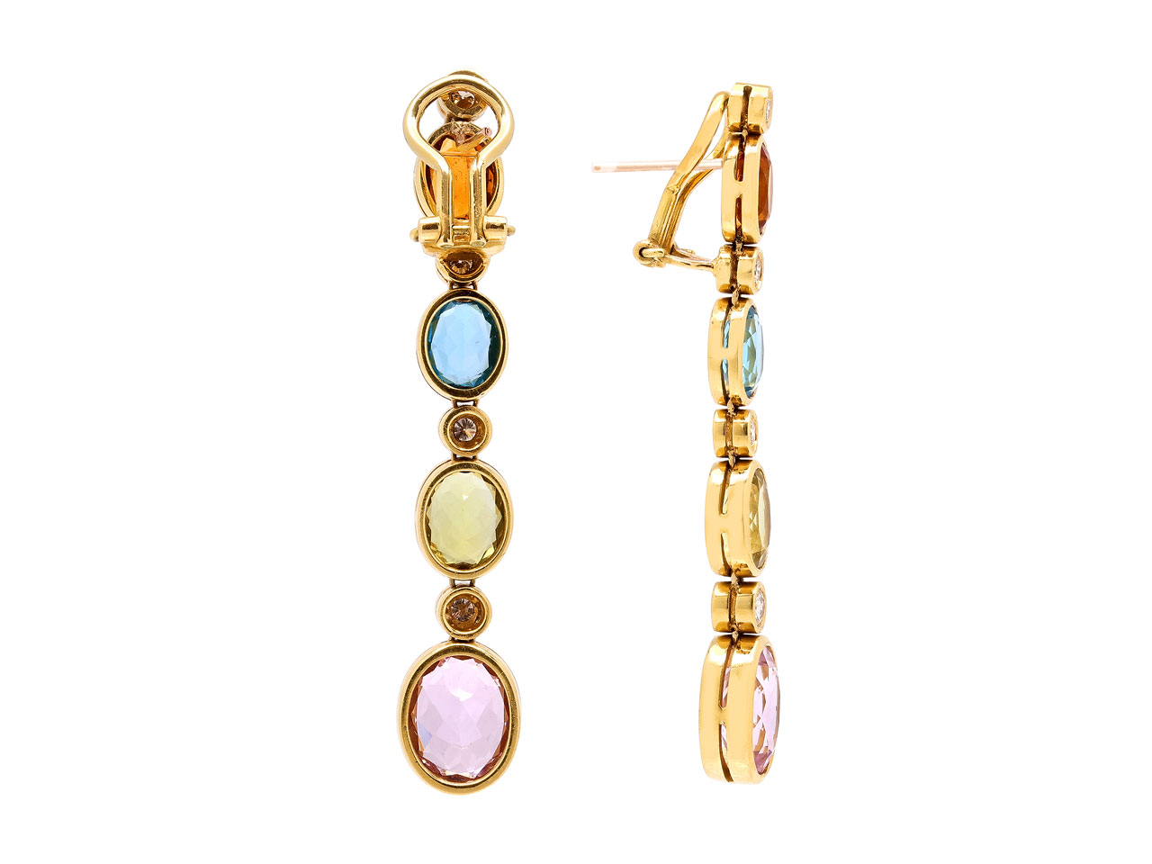 Gemstone and Diamond Earrings in 18K Gold