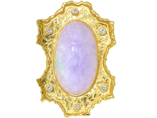 Lavender Jade and Diamond Pendant in 22K