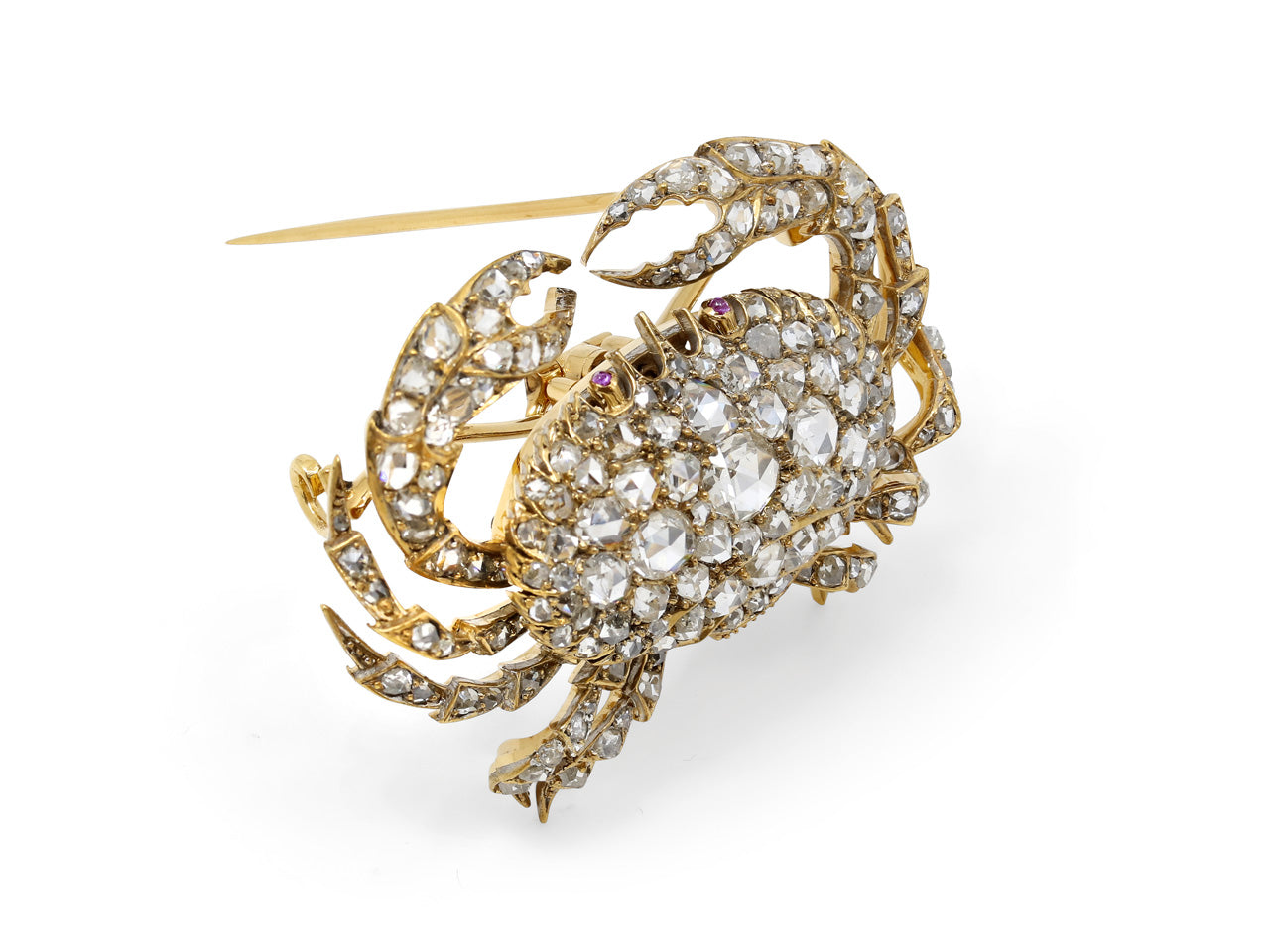 Antique Victorian Diamond Crab Brooch/Pendant in 18K Gold